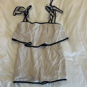 Cream and Black Women's Romper